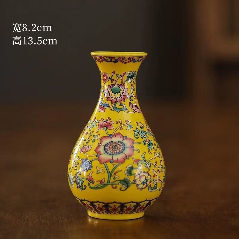 Flores de porcelana azul, vasos de flores de cerámica de lujo ligero, flores de alto nivel, decoración de mesa de comedor de estilo nuevo chino