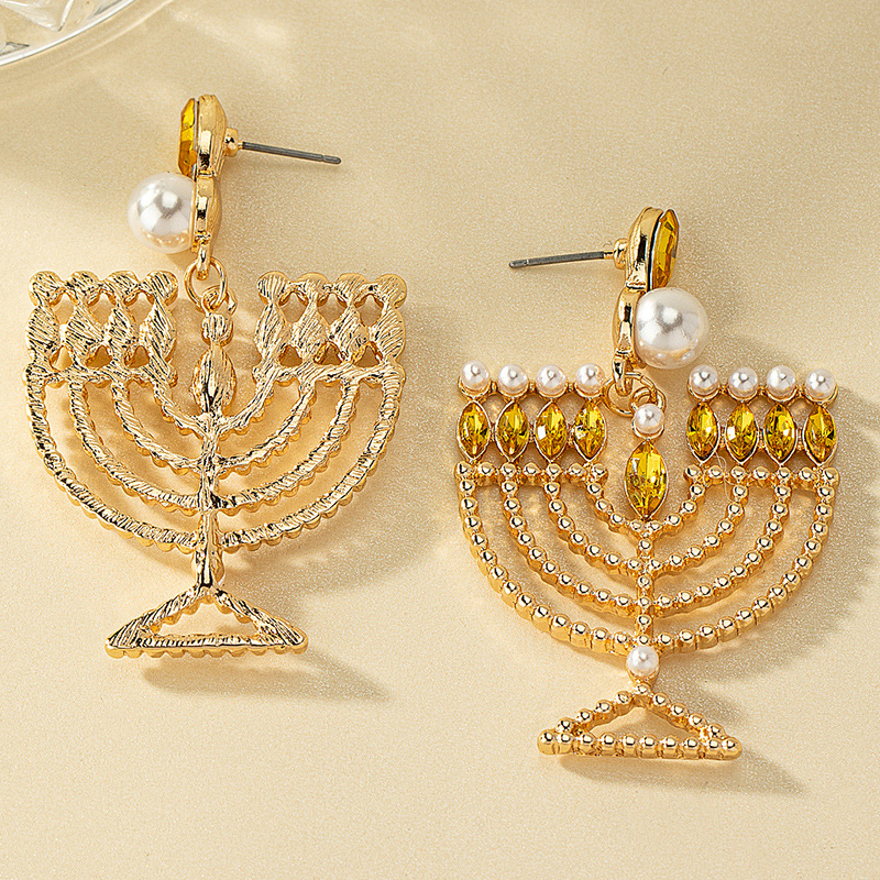 Quaste Retro Ohrringe Kerzenlicht Weinglas Diamant-besetzte Perlen Ohrringe Nische personalisierte Design Ohrringe_voghion.com