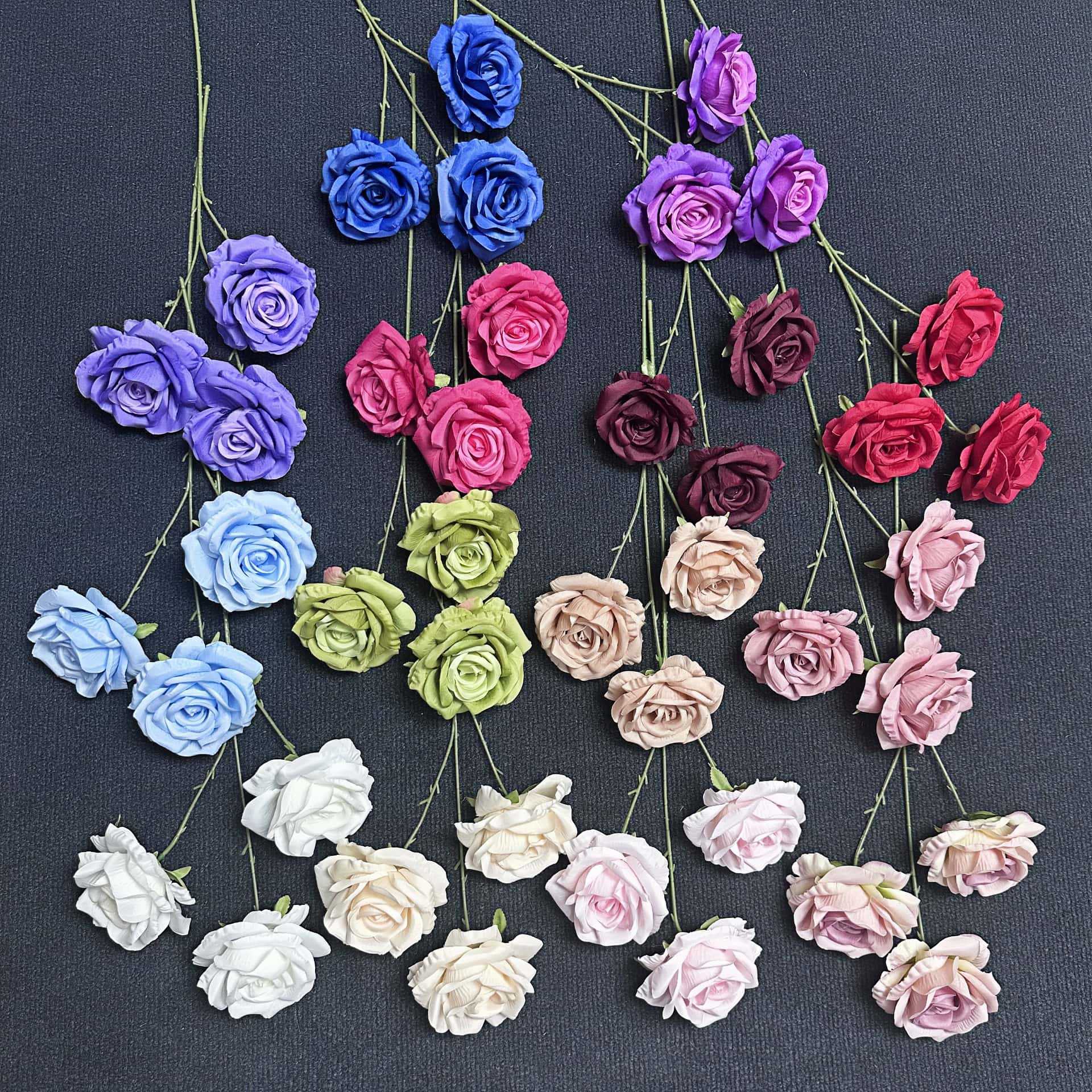 Flor artificial 3 rosas decoración de la escena de la boda decoración del hogar flor de seda hecha a mano decoración de flores falsas transfronterizas al por mayor image 4