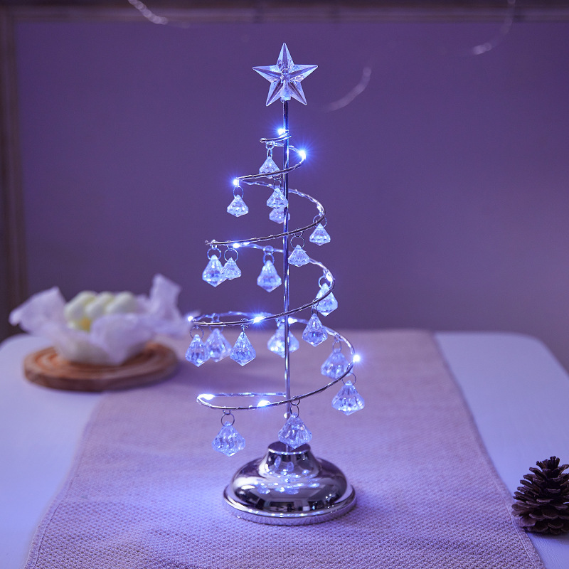 Decoración de Navidad de hierro forjado luminoso escritorio árbol de Navidad cristal árbol de Navidad luz de noche decoración de regalos de Navidad