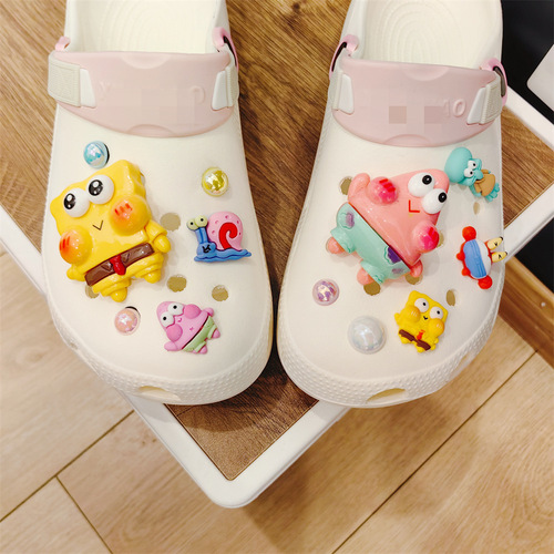 New three-dimensional ocean baby pie star luminous clogs shoe flower accessories imitation pearl DIY buckle slippers decoration
