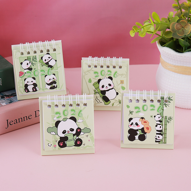 Cute panda 2026 calendario de escritorio estudiante ins plan de escritorio tarjeta de perforación decoración calendario mensual mini año del caballo calendario pequeño