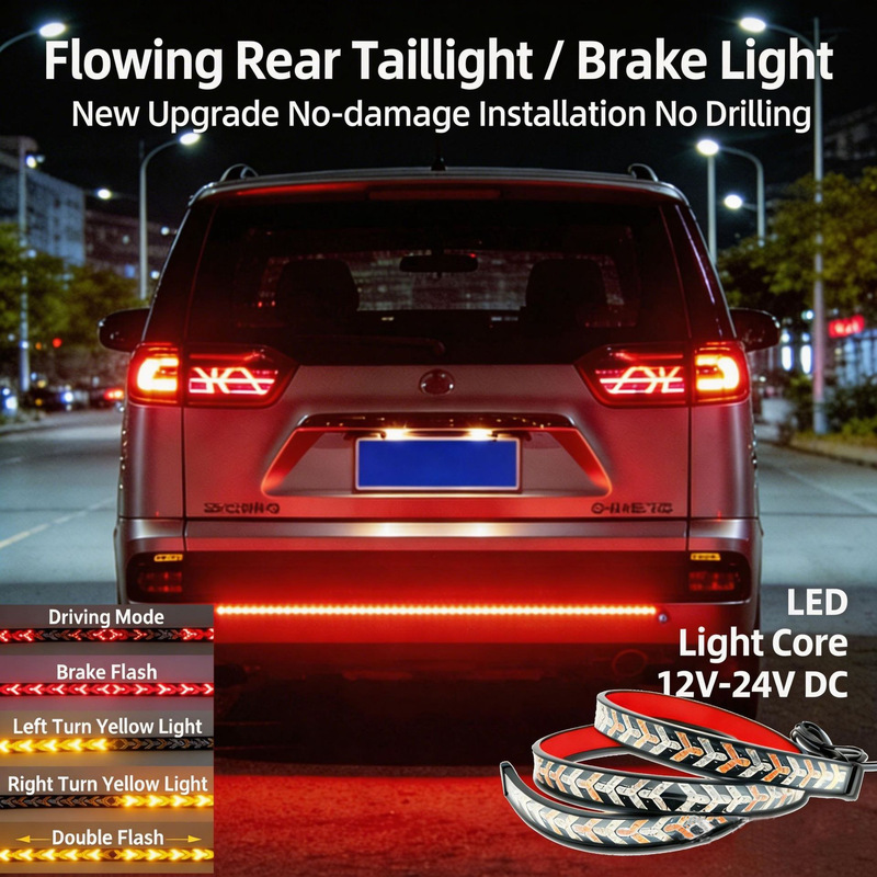 Cross-Border Hot-Selling Car and Pickup Truck Rear Turn Signal Lights, Multifunctional Sequential Turn Signal Fishbone Lights, Brake Lights