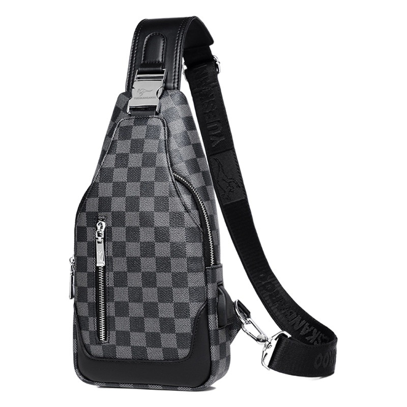 Chest Bag Men's Crossbody Bag Casual Checkerboard Backpack Fashion Large Capacity Men's Bag New Shoulder Bag