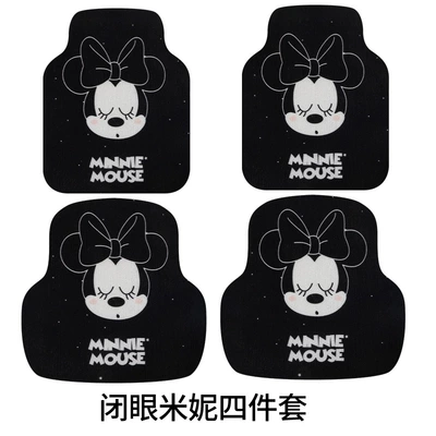Avtomobil döşəmə paspasları – Single-piece tailable main and co-pilot - closed-eye-minnie-4-piece-set-car-mats