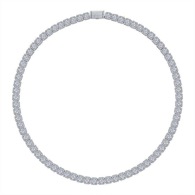 Square Rock Candy Chain Personalized Design Moissanite Cuban Chain Necklace