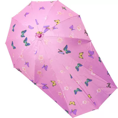 sunshade, black vinyl sun — Elektromobil üçün ön şüşə çətiri (günlük) - flower-butterfly-pink-extended-vinyl-umbrella-single-umbrella-without-a-stand