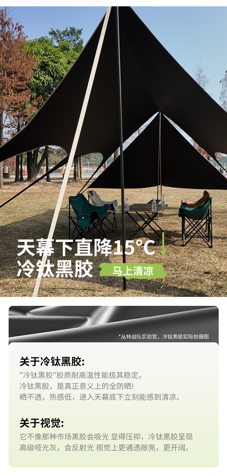 Thickened black-coated sunshade tent with swallowtail design, outdoor canopy for sun protection, wind and rain protection, camping equipment for picnics and outdoor activities