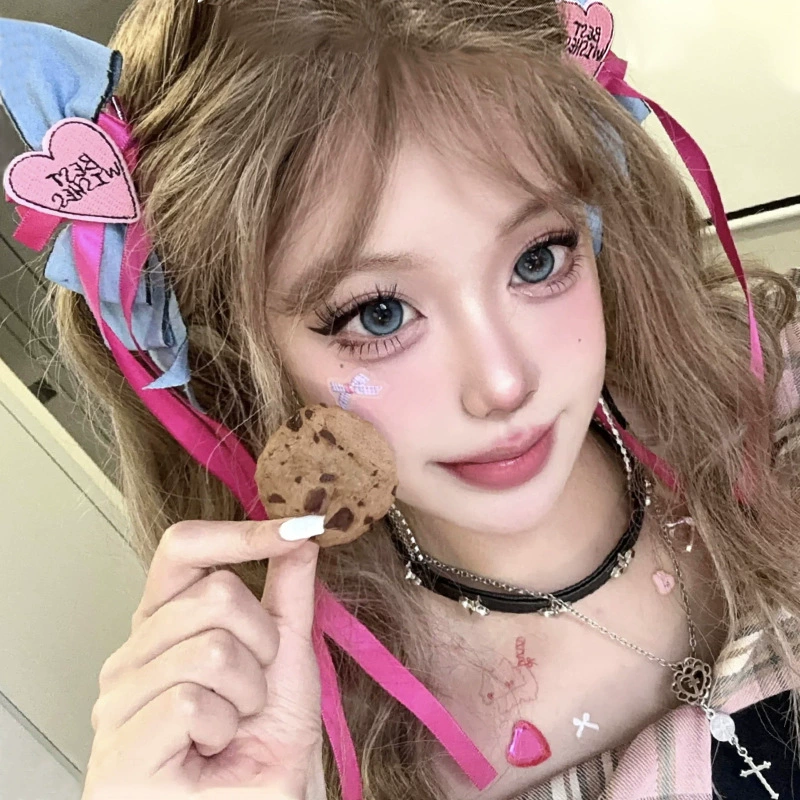 Сладкий и прохладный допамин розовый синий цвет контраста ленты заколка для волос сладкий y2 k аксессуары для волос розовый любовный стримет зажим через границу