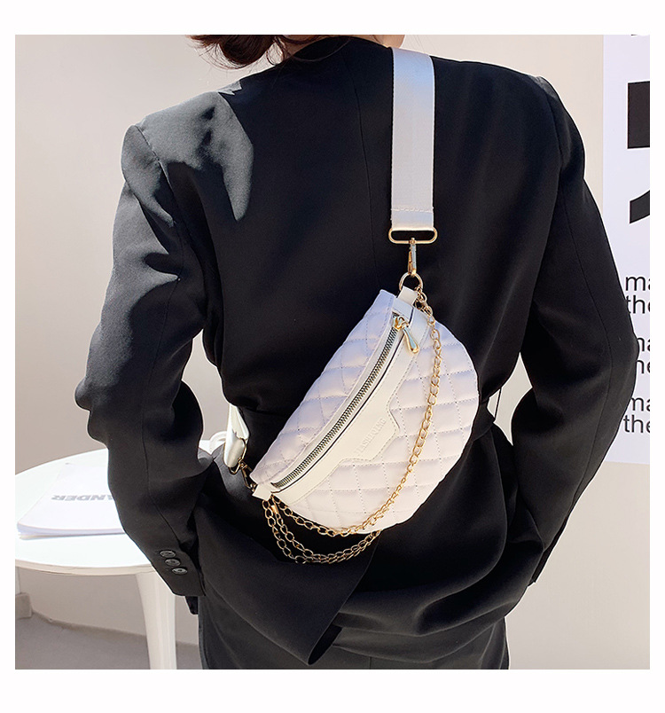 Women's Casual Wide Strap Chest Bag Rhomboid Embroidery Thread Bag display picture 9