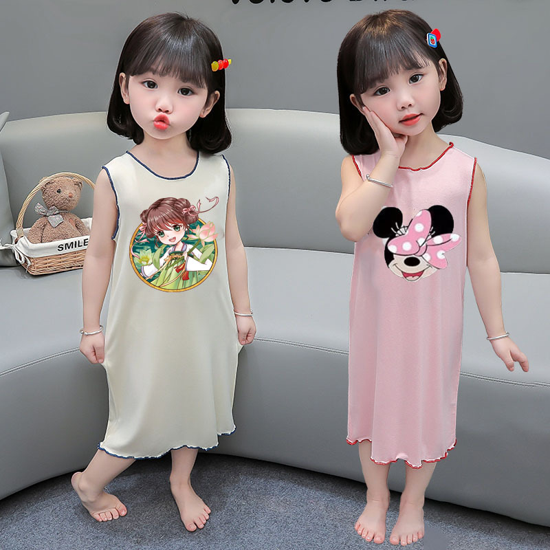 2026 vestido de pijama de hielo para niños verano ocio nuevo pijama de niñas ropa para el hogar vestido de bebé lindo chaleco vestido image 5