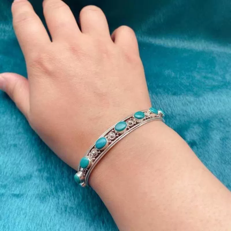 Ручная работа высококлассный серебряный браслет из серебра, ретро креативная этническая деталь из натурального камня, этнический стиль