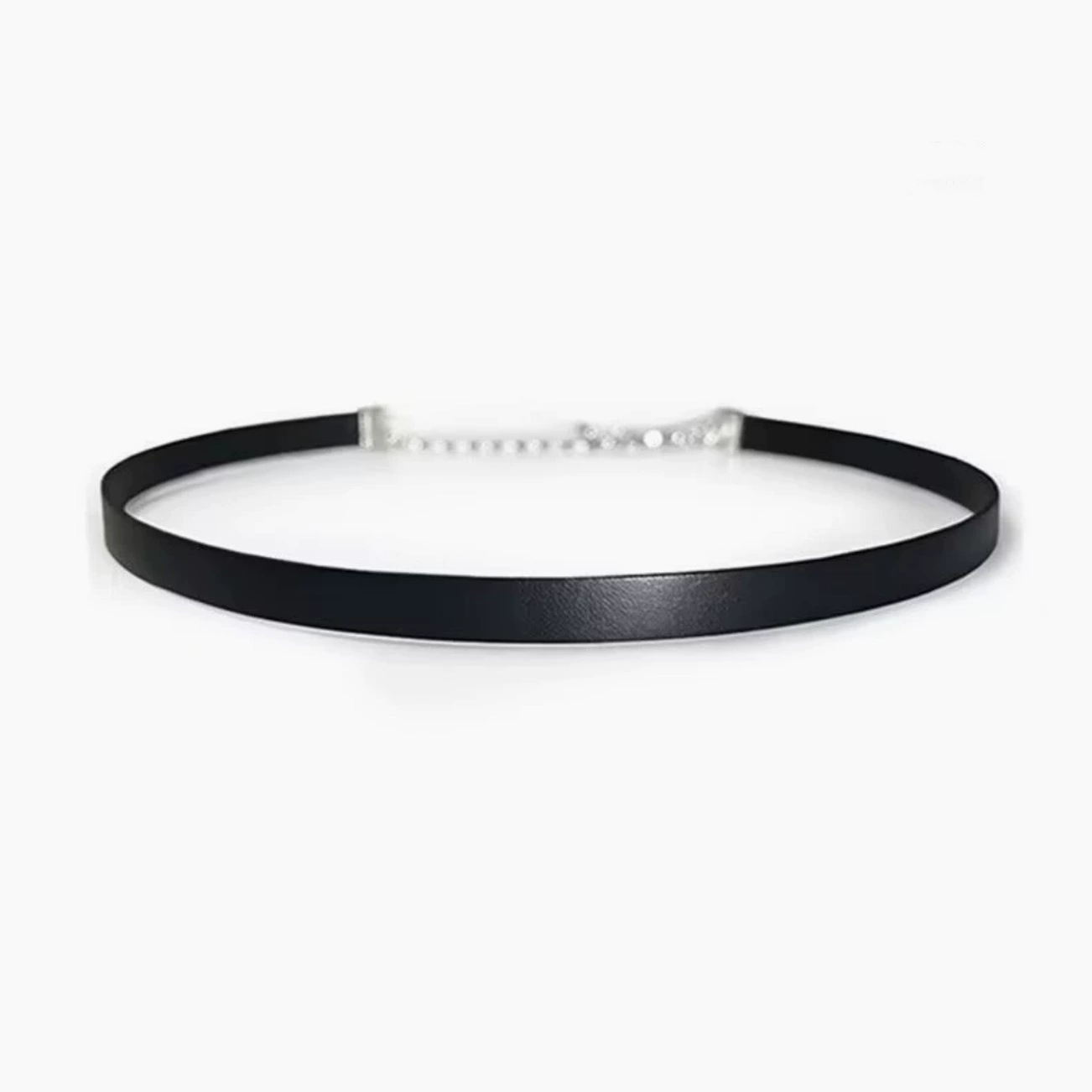 Choker polyurethane short necklace, 30 cm, black, widths 0.5–2 cm
