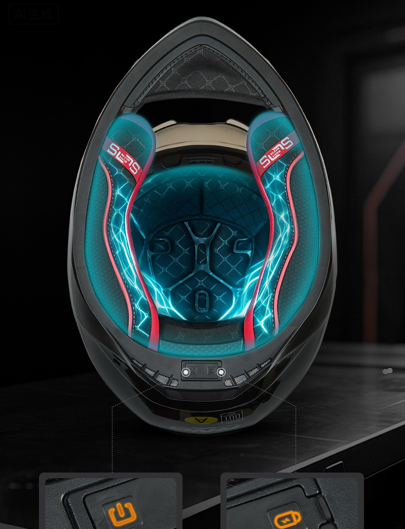 RNG New National Standard Motorcycle Helmet Full-Face Helmet for Men and Women with Dual Visors, Ventilation, Sun Protection, and Tail Light for Electric Vehicles