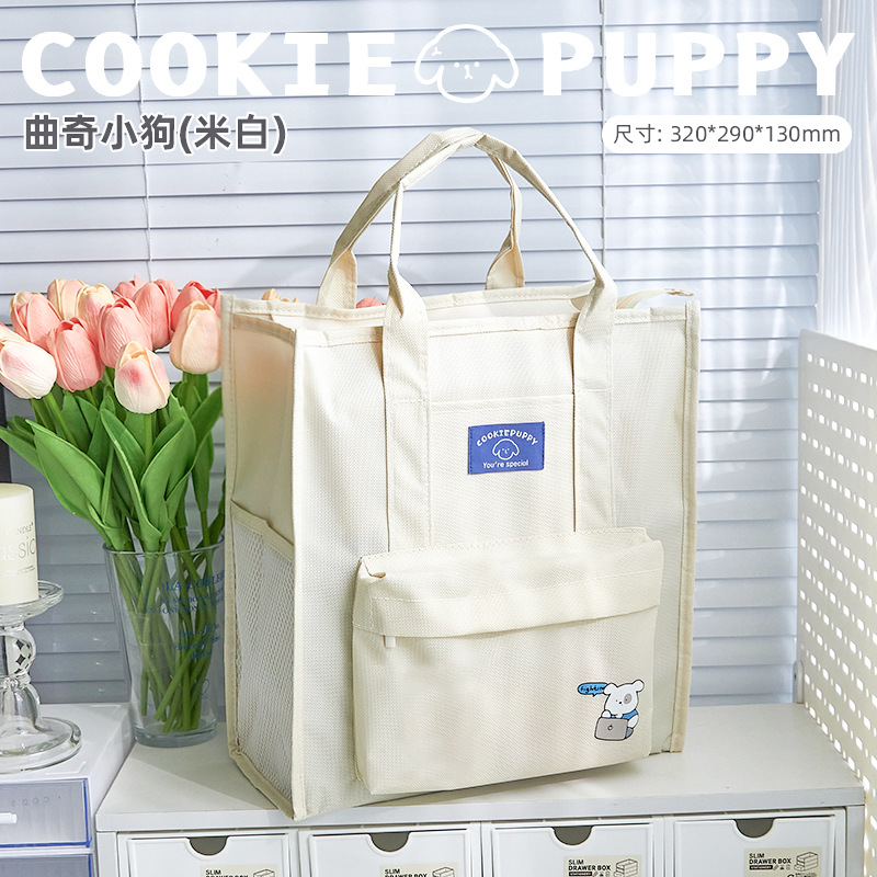 Bonita bolsa de estudio panda con cremallera de gran capacidad bolsa de archivo de almacenamiento portátil para estudiantes de primaria y secundaria bolsa de estudio Oxford tela