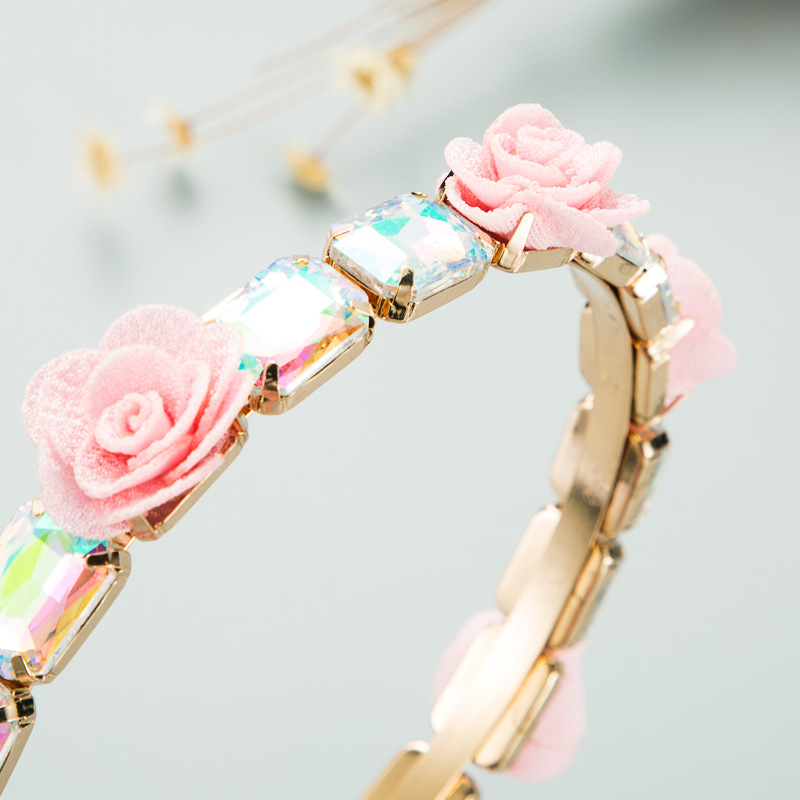 Korean Alloy Inlaid Glass Flower Headband display picture 7