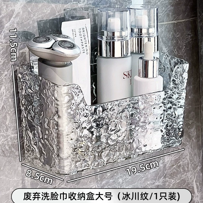 Cosmetic Storage Box Elite, no-drill wall-mount, transparent with optional bow (small/long)
