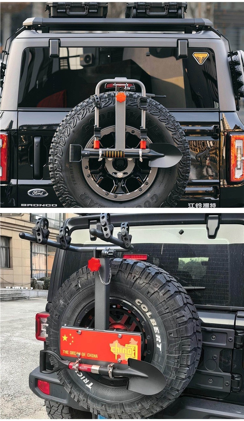 Folding Car Spare Tire-Style Bicycle Rack for Wrangler, Jietu, Tank, Liema, Bj40 Car-Mounted Bicycle Rear Rack
