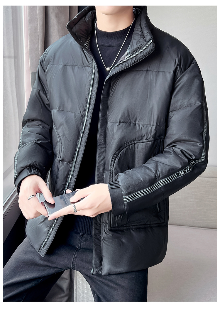 Men's Clothing white duck cotton winter men's cotton jacket men's short thick warm fashion stand collar jacket men_voghion.com