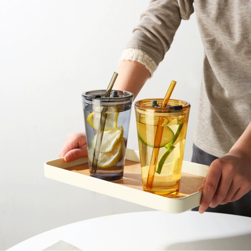 Креативный и стильный стеклянный стакан для дома, герметичный стакан для воды, стакан для сока, стакан с трубочкой, подарок с нанесенным логотипом, креативный подарок.