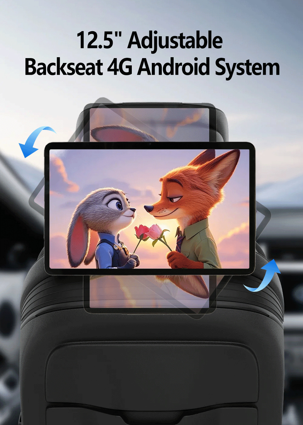 Cross-border bestseller 12.5inch HD external headrest monitor, multifunctional WiFi rear-seat entertainment screen