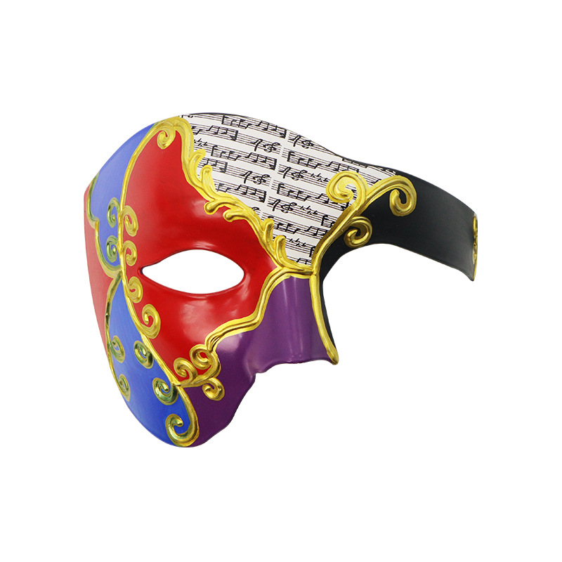 Máscara de media cara de nota de crack veneciana transfronteriza Máscara de fiesta de disfraces vintage para hombre Máscara de Halloween