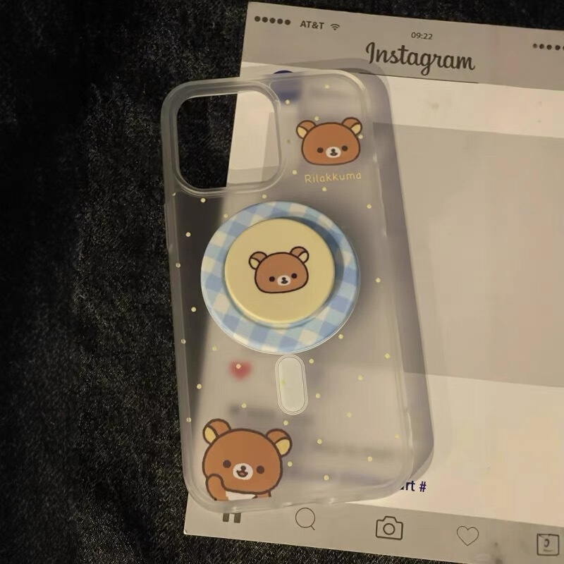 Cartoon light bear with magnetic suction for apple 16promax phone case ip15/14/pro soft 13/1211