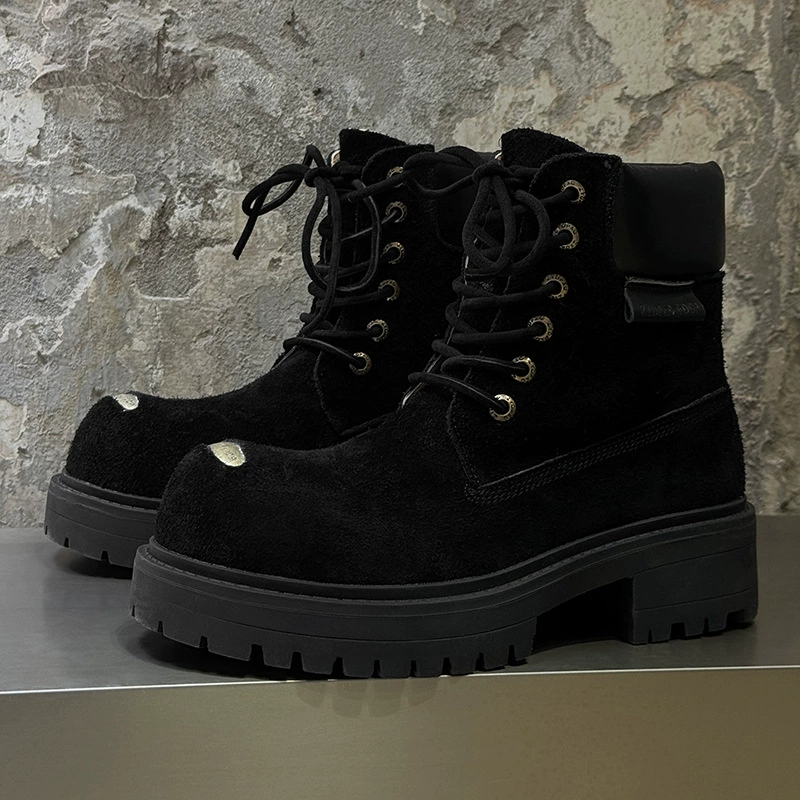 Mid-cut Martin work boots, thick platform sole, height-increasing, men's sizes 36–46