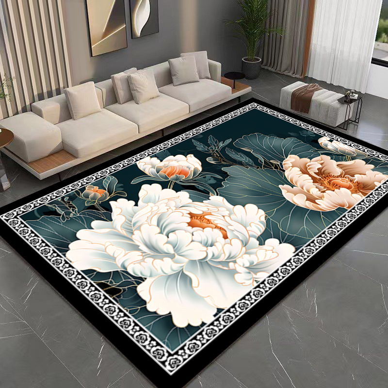Cross-Border Crystal Velvet New Chinese Style 3D Wohnzimmer Sofa Couchtisch Schlafzimmer Fleckenabweisender Teppich_voghion.com