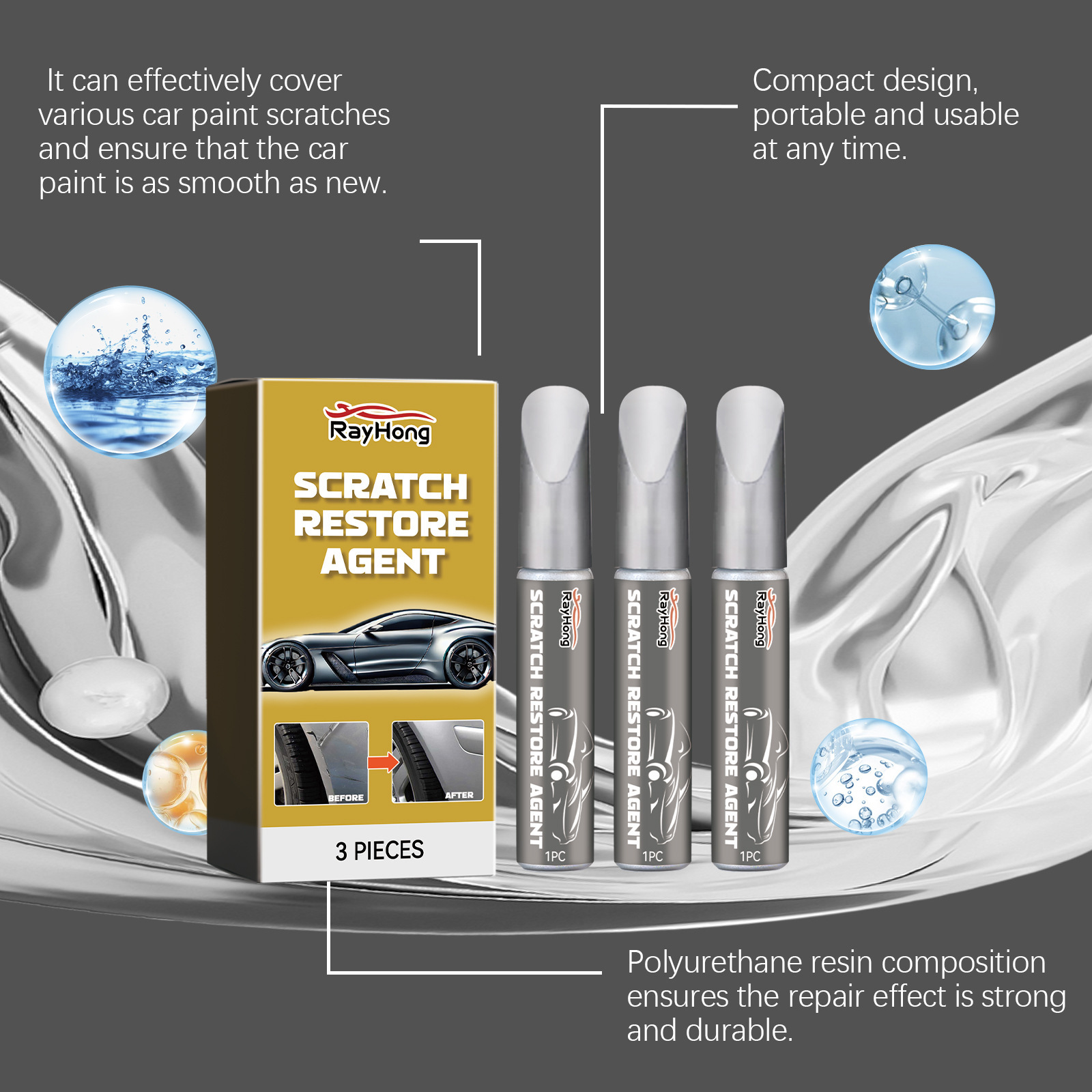 Rayhong Car Scratch Repair Pen Car Scratch Repair Paint Scratch Removal and Repair Touch-Up Pen