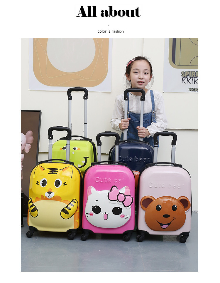 Cartoon children's luggage case 18 inch universal wheel suitcase cute animal 3D student luggage can be printed