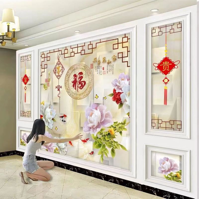 3d北欧电视背景墙布5d网红客厅卧室装饰墙画8d立体现代影视墙壁纸|undefined