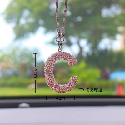 Pendant for Women, Car hanging - c-letter-car-pendant-ab-color-transparent-diamond