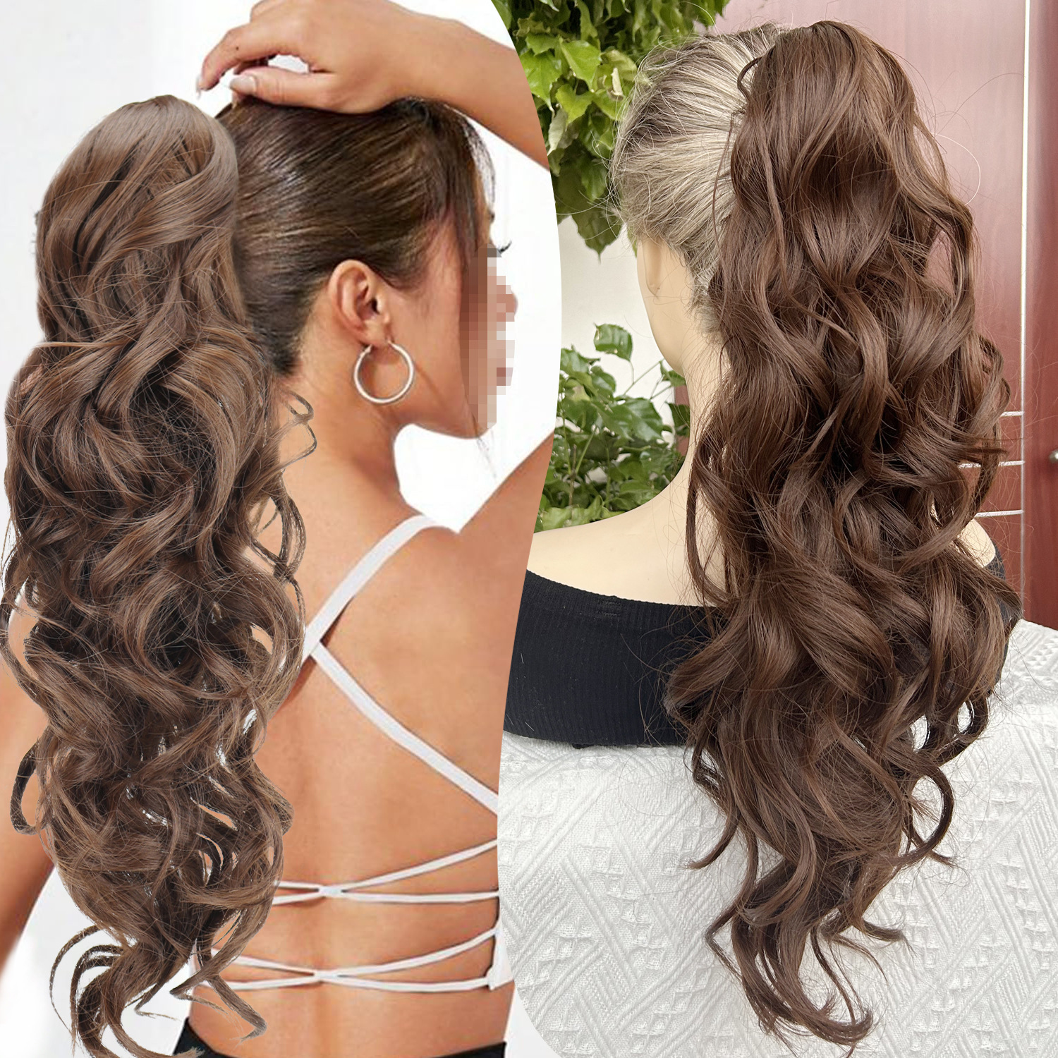 Cauda de caballo transfronteriza captura clips rolling wig