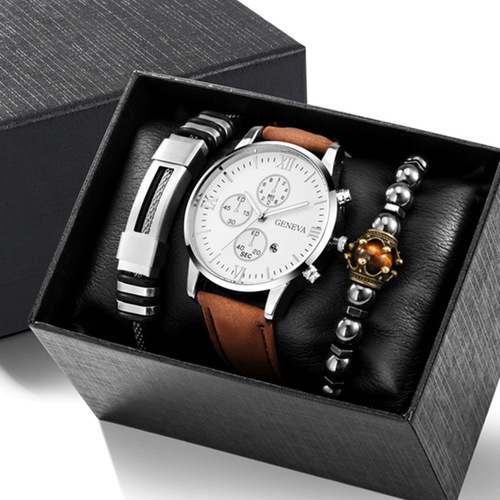 Men's Watch Business Gift Set Holiday Birthday Gift Set Bracelet Necklace Watch Set 3pcs/set