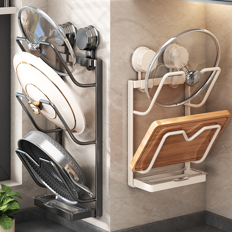 kitchen pot lid rack multi-functional storage rack household pot lid rack punch-free suction cup installation factory wholesale