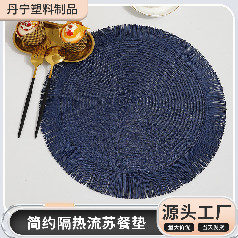 New simple tableware mat insulation paper woven tassel placemat living room desktop supplies tableware mat desktop decorations