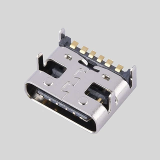 厂家直销USB Type c6PIN母座SMT板上型L6.80MM无弹片USB C连接