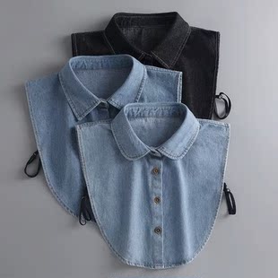 Fake Collar Women's All-match Shirt Collar Cotton Decorative Autumn and Winter Denim Pointed Collar Matching Sweater Spring Round Neck Korean Style Trendy
