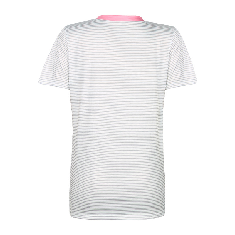 camiseta casual de manga corta con bolsillo y cuello redondo estampada a rayas NSZH55707