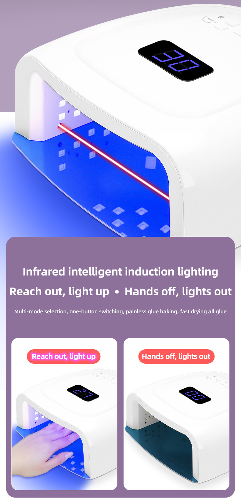 Nail lamp 60W wireless, 42 LED beads, gel drying