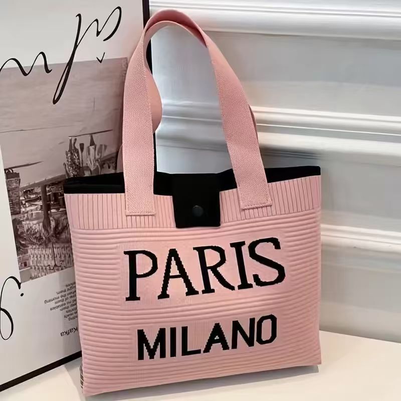 New Tote Bag, Versatile Commuting Shoulder Bag, Large Capacity, Lightweight and Casual 2024 French Knitted Mummy Bag