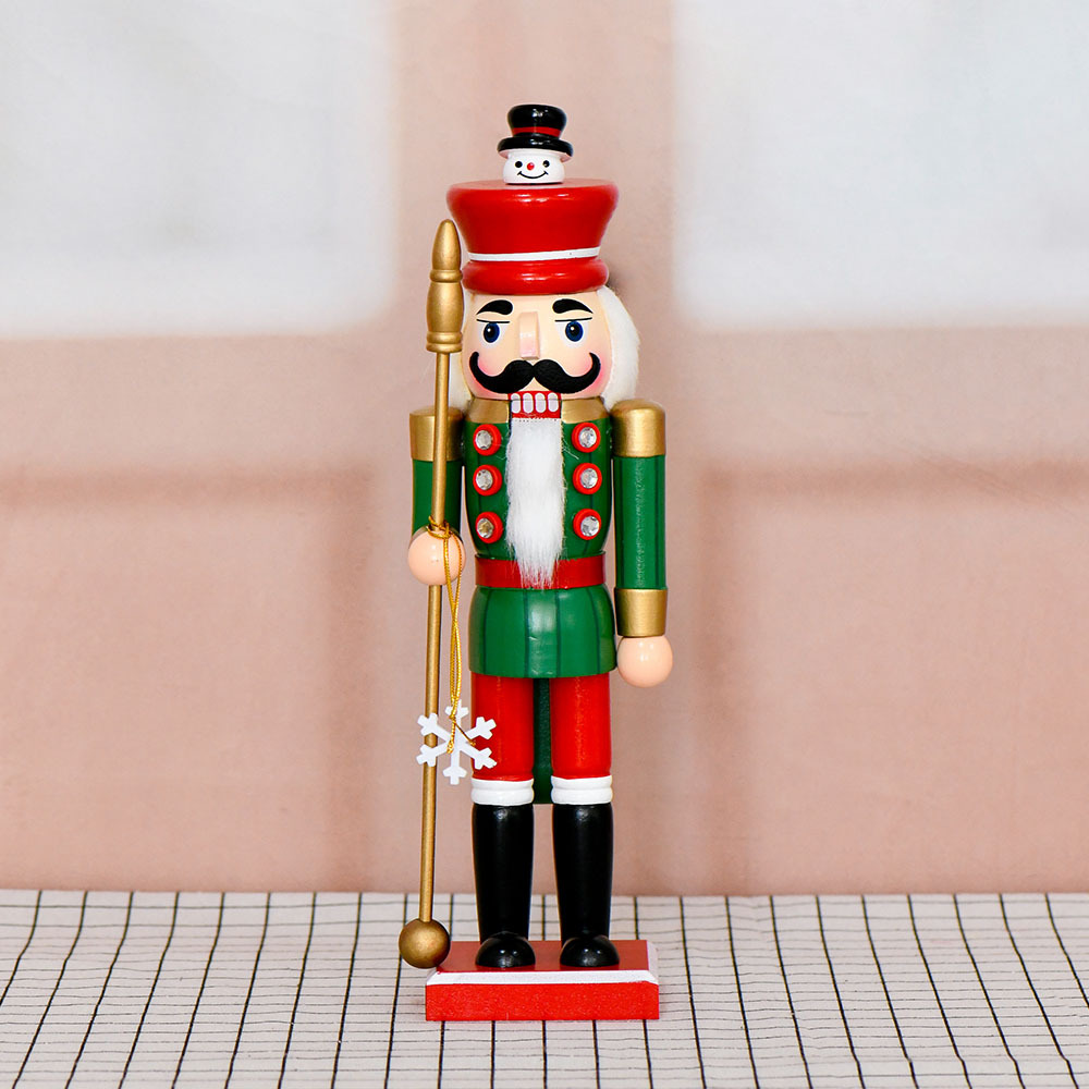 Transfronterizo 35cm pan de jengibre hombre de nieve palo de nuez soldado decoraciones navideñas fábrica de muñecas de madera al por mayor