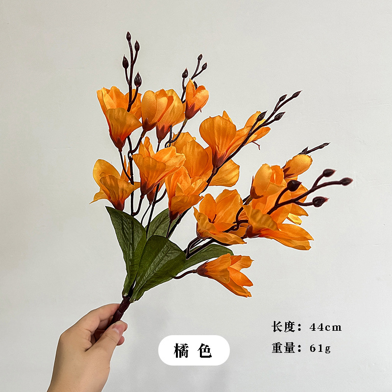 Simulación de magnolia única 5 horquilla 20 orquídeas decoración del hogar adornos de plástico flores falsas props de disparo al por mayor