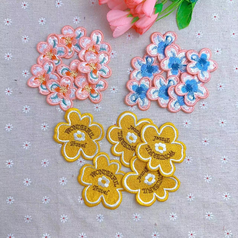 Clásico retro color imitación gancho de mano girasol bordado pegatinas tela ropa bolsas Hogar Accesorios DIY joyería