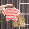 Set for boys, fashionable T-shirt, jeans, shorts with letters for leisure, children's clothing