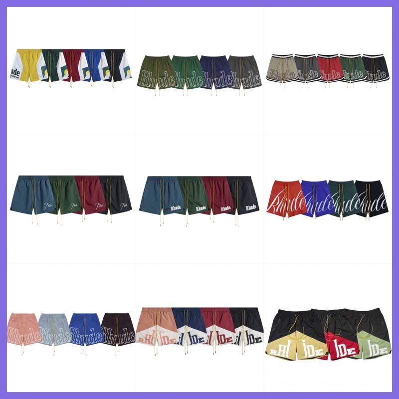 Summer New European and American High Street Rhude Letter Printed Drawstring Sports and Leisure Men's and Women's Shorts Wholesale Summer New European and American High Street Rhude Letter Printed Drawstring Sports and Leisure Men's and Women's Shorts Wholesale