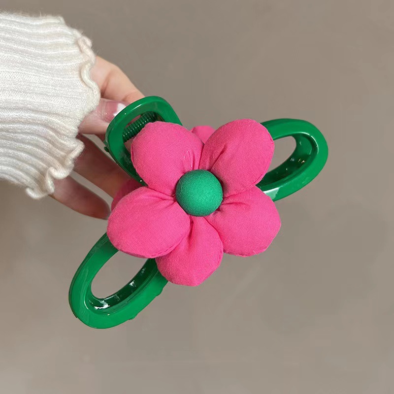 High-level Color-blocking Flower Clamp 2022 Summer Large Hairpin Back Head Plate Hairpin Cute ins Shark Clip