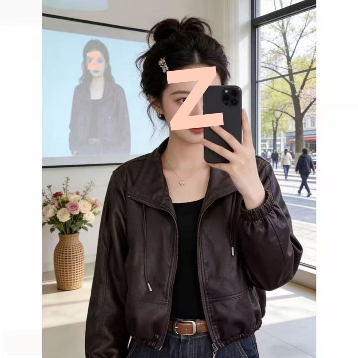 韩版休闲风宽松外套女2026春秋新款小个子短款减龄复古PU皮夹克潮