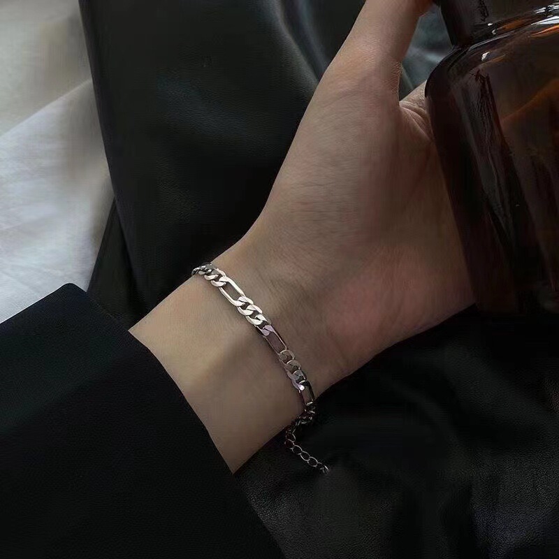 Cuban silver Bracelet Men's Trendy Ins Niche Design Simple Men's Bracelet Hip Hop Simple and Generous Men's Bracelet Cuban silver Bracelet Men's Trendy Ins Niche Design Simple Men's Bracelet Hip Hop Simple and Generous Men's Bracelet